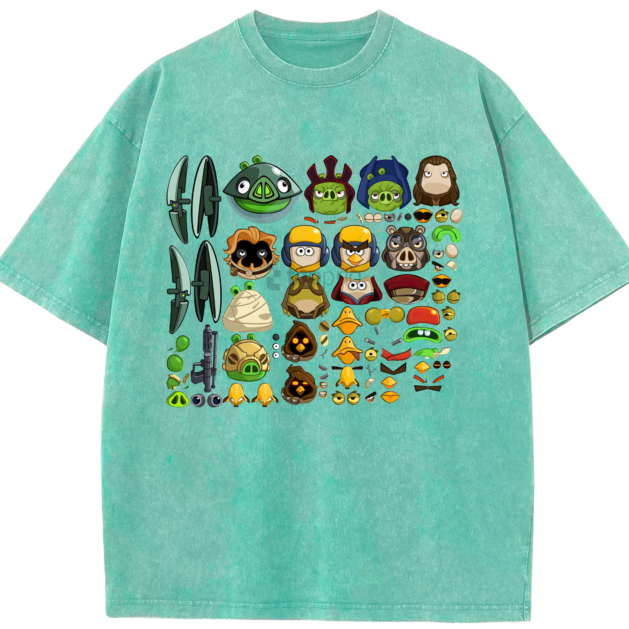 （画像用） Angry Birds アングリーバード 綿100% ヴィンテージ風 半袖Tシャツ（フロントプリント）